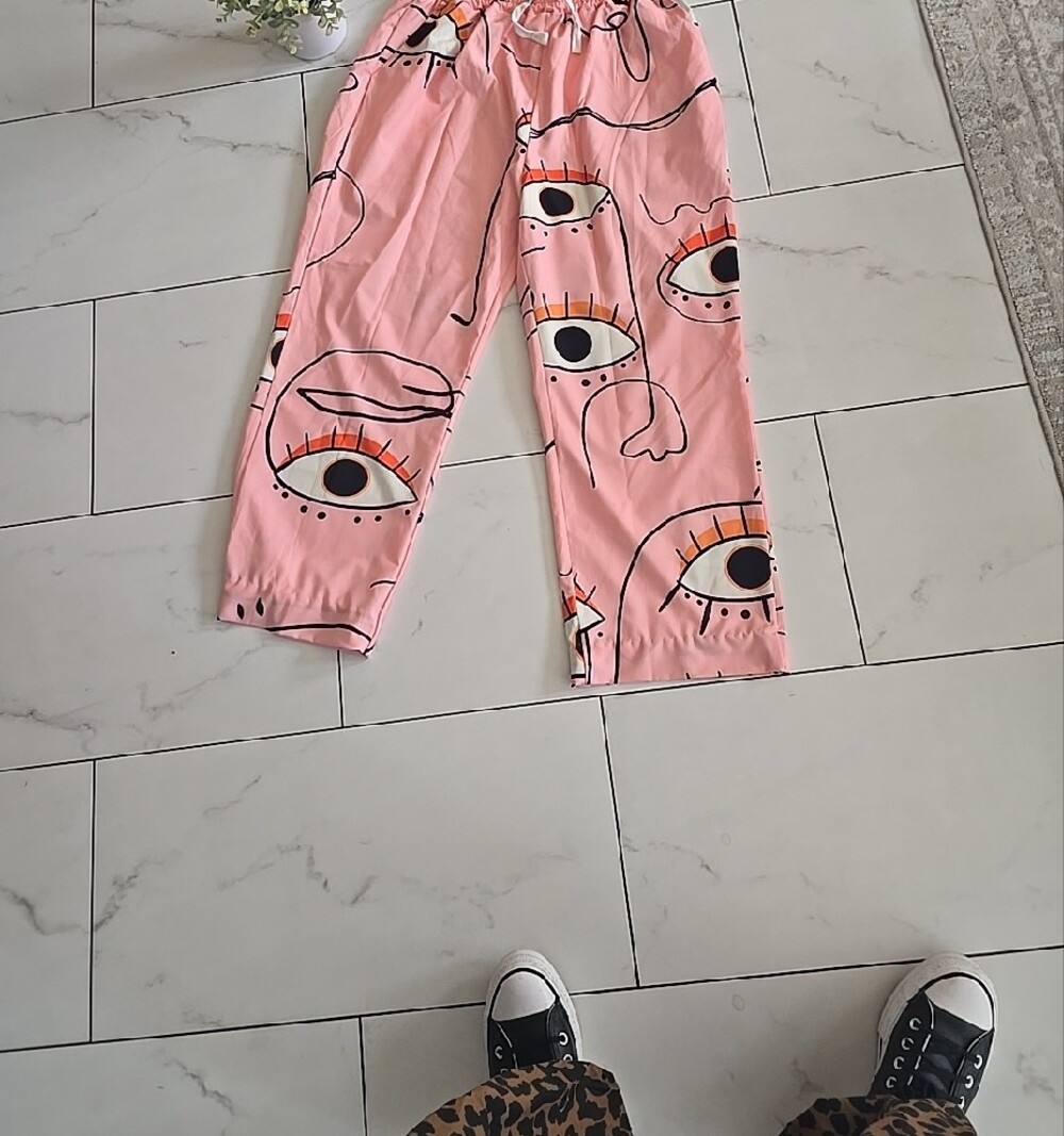 Evil Eye Pink -Print Jogger Pants - Picture 10 of 11